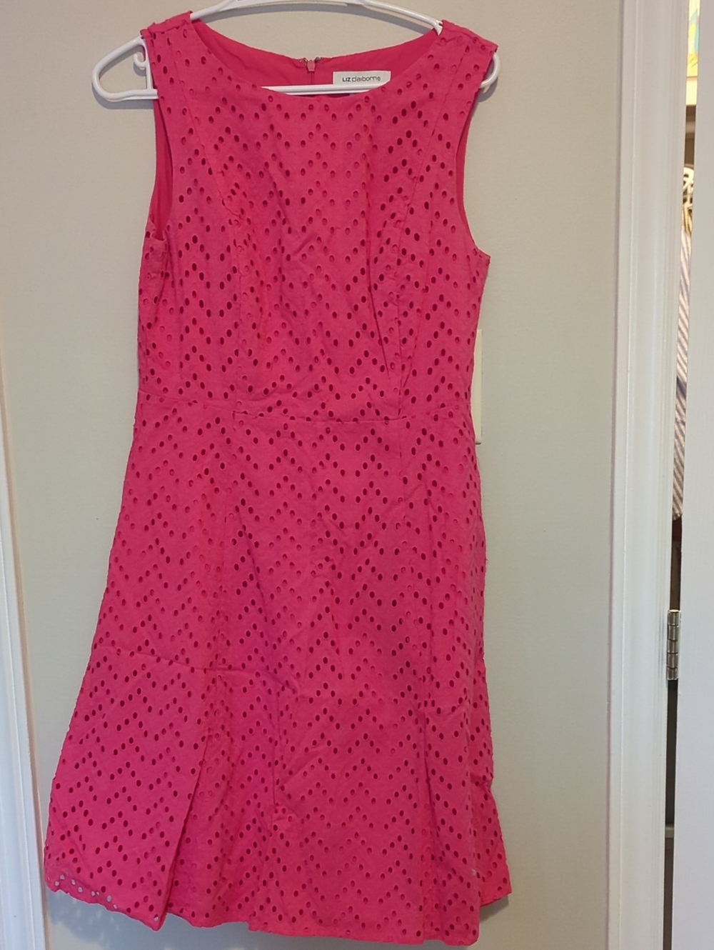 Liz Claiborne Pink Eyelet Sleeveless A-Line Dress